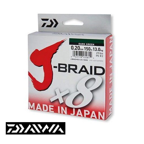 Daiwa J-Braid X8 150m Chartreuse- Tamno zelena 020